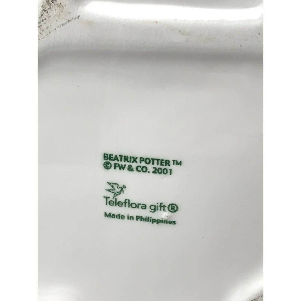 Peter Rabbit Ceramic Planter Teleflora 2001 Garden Fence Beatrix Potter Cachepot - Picture 6 of 10